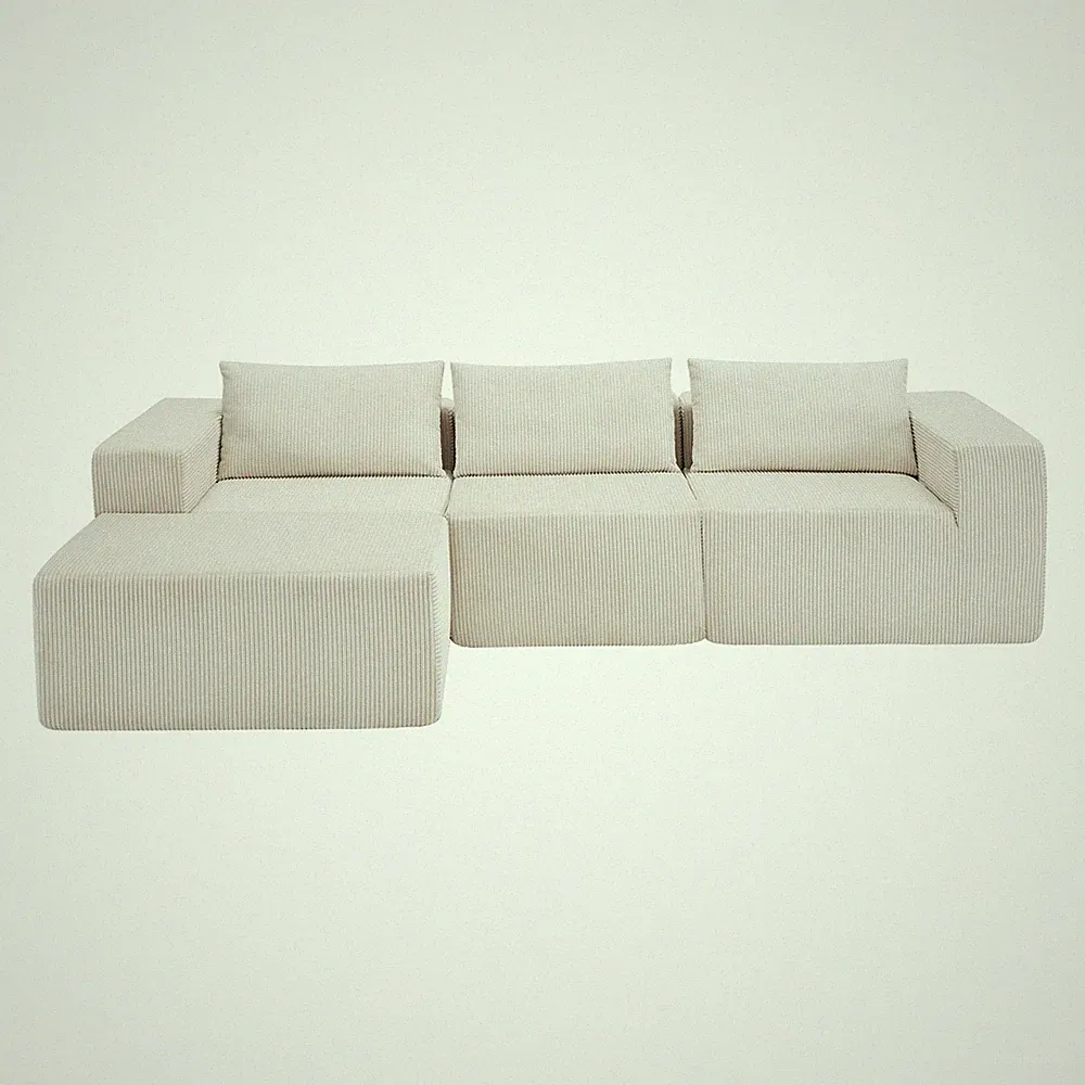107" Compressed Sectional Sofas (Beige)