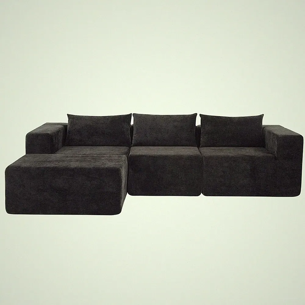 107" Compressed Sectional Sofas(Black)