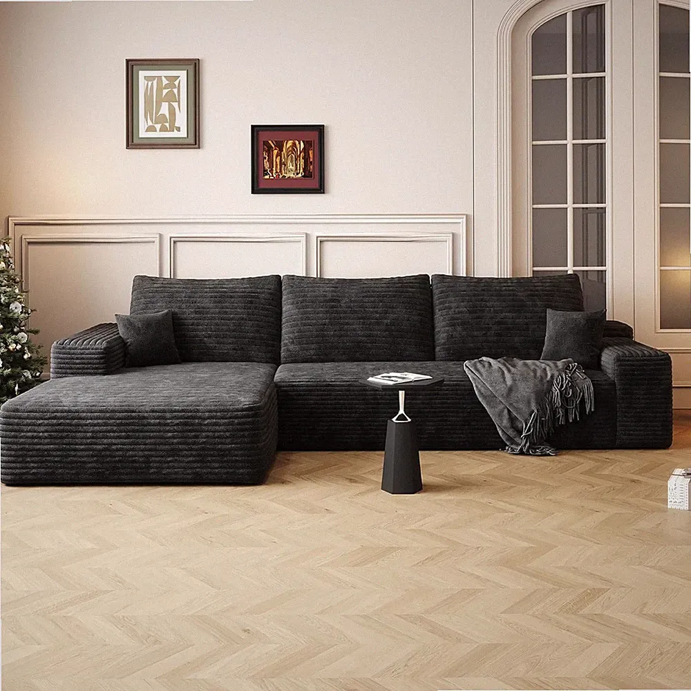 107 Inch Cloud Sectional Couch Boneless Sofa in a Box for Living Room, Foam Floo