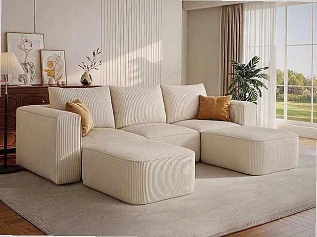 107 Inch Cloud Sectional Couch with U-Shape Chaise with 3 Pillows | Deep Seat So