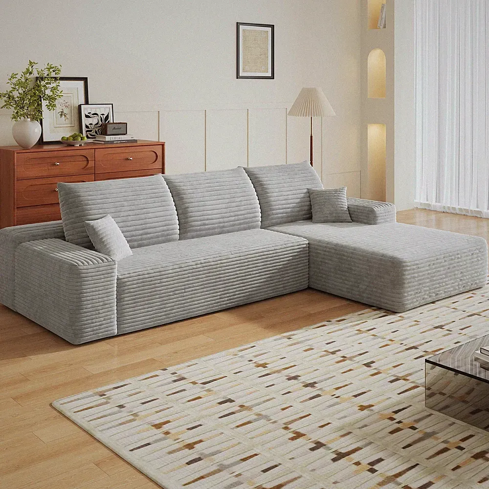 107" L Shape Modular Cloud Sectional Couch with Right Facing Chaise Sleeper Sofa