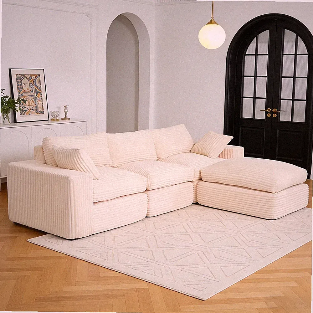107" L Shaped Cloud Couches with Chaise Comfy Sectional 3 Seater Modular Sofas