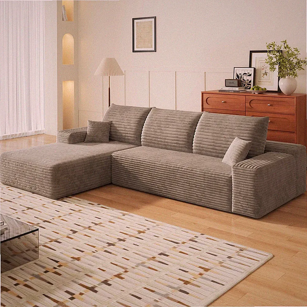 107" L Shaped Sectional Cloud Couch with Left Facing Chaise Plush Boneless Sofa