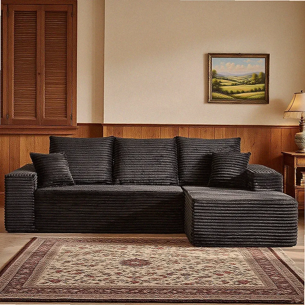 107" L Shaped Sectional Couch Plush Cloud Sofa with Right Chair for Living Room