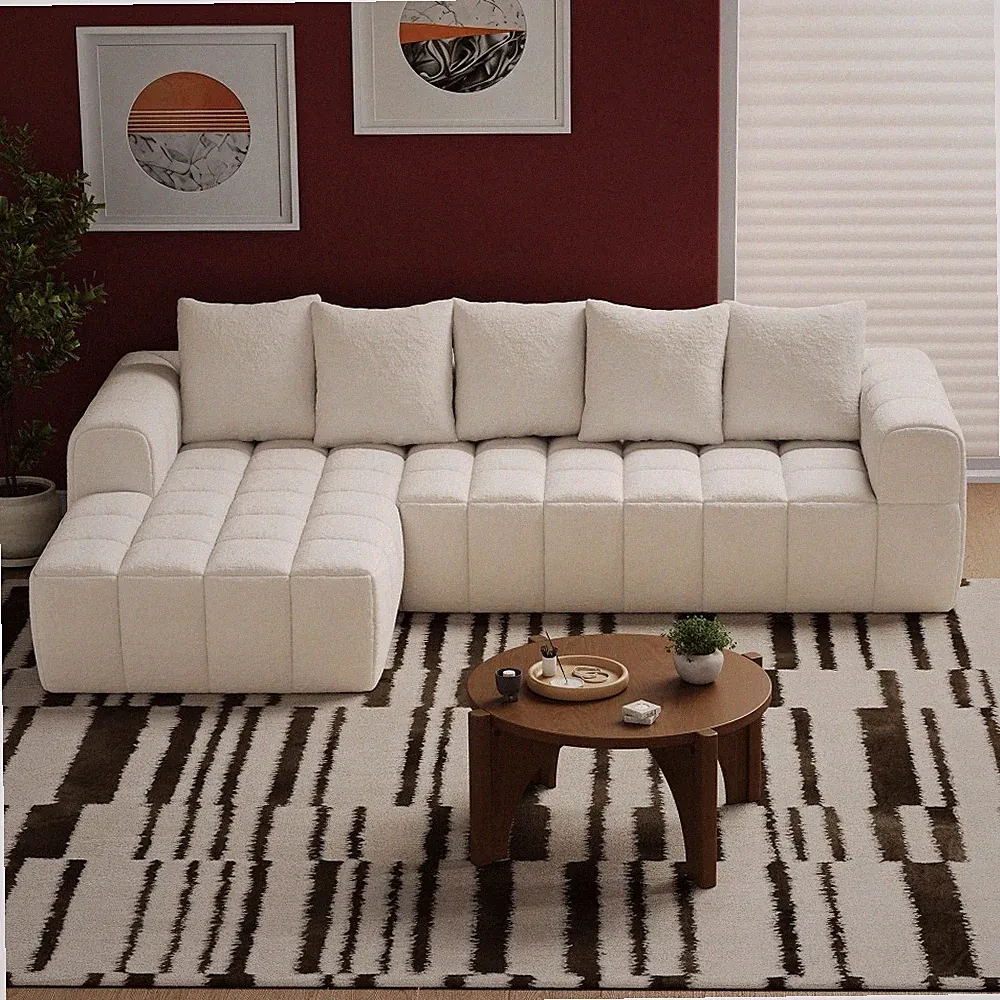 107" L Shaped Sectional Sofa Deep Seat Chaise Lounge w/ Removable Cushion Covers