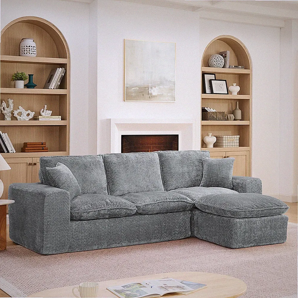 107'' Modern Boucle Sectional Sofa w/Reversible Chaise for Living Room,Comfy Clo