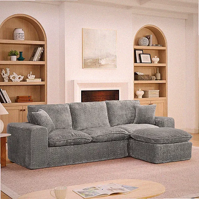 107'' Modern Boucle Sectional Sofa with Reversible Chaise for Living Room, Comf