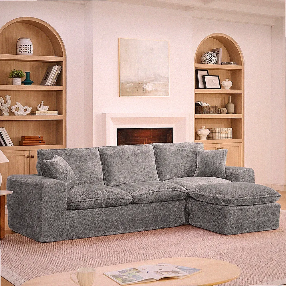 107'' Modern Boucle Sectional Sofa with Reversible Chaise for Living Room, Comfy
