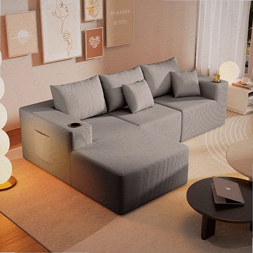 107" Modular Cloud Sectional Couch Sofa L-Shaped w/ Deep Seat Living Room Grey