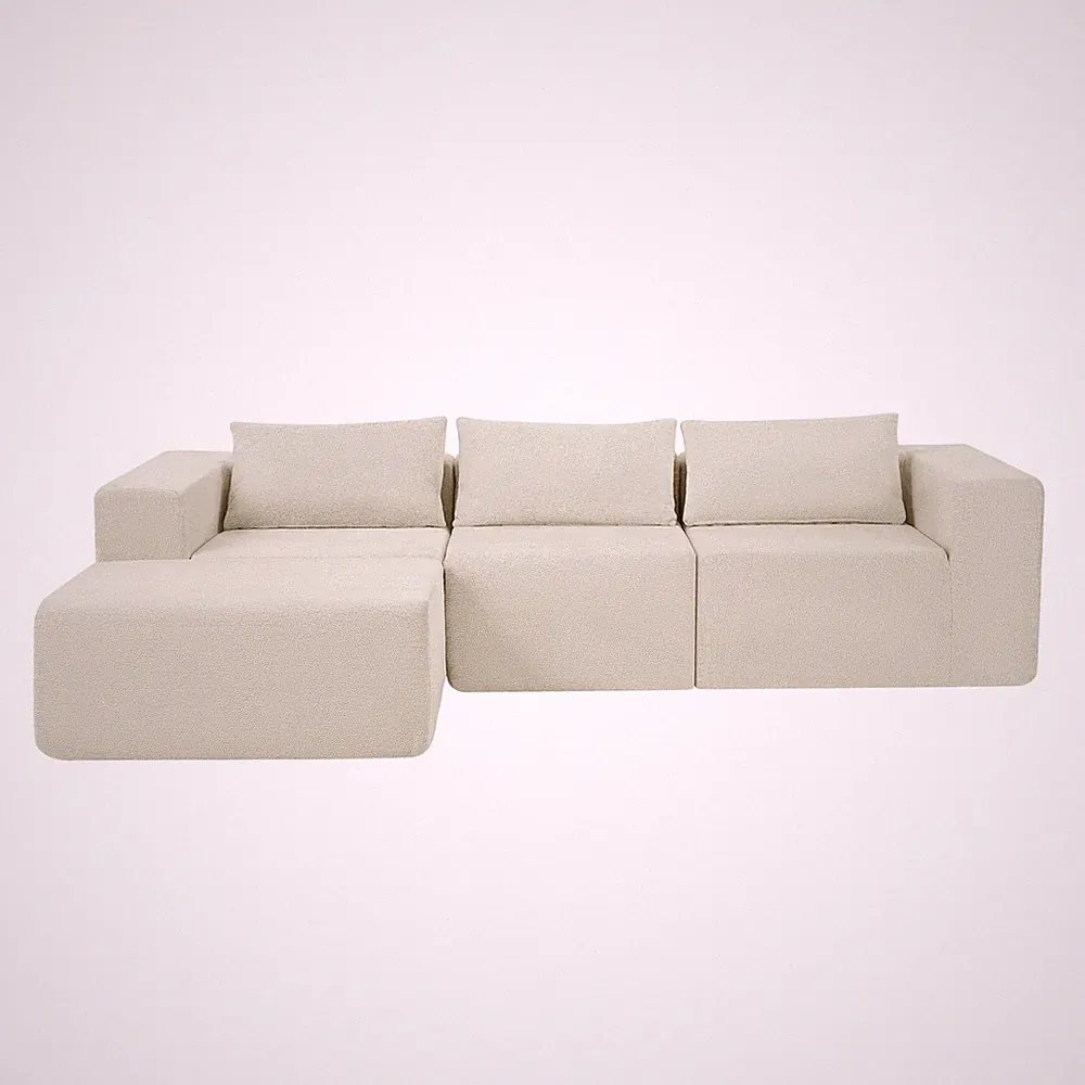 107" Modular Cloud Sectional Sofa, Khaki Corduroy, Pillow Back