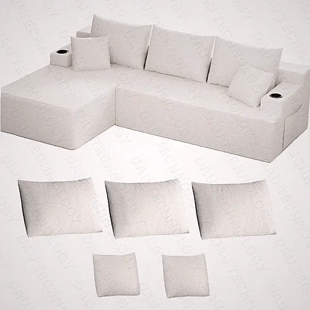 107" Modular Sectional Cloud Couch with Deep Seat Oversized Boneless Couch