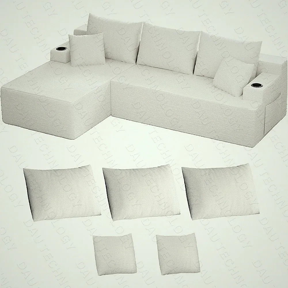 107" Modular Sectional Cloud Couch with Ottoman,Oversized Boneless Couch 2-piece