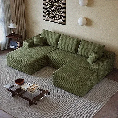 107" Modular Sectional Sofa Left Chaise with Ottoman Cloud Couch for Living Room