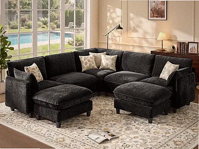107" Oversized V-Shaped Modular Sectional Sofa, Cloud Couch with Corner Section