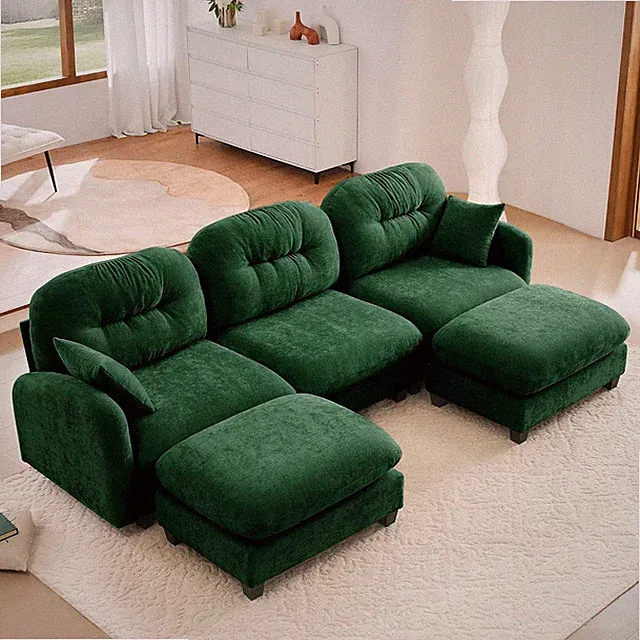 107" U Shaped Couch, Modular Sectional Sofa, Chenille Deep Seat Cloud Couch with
