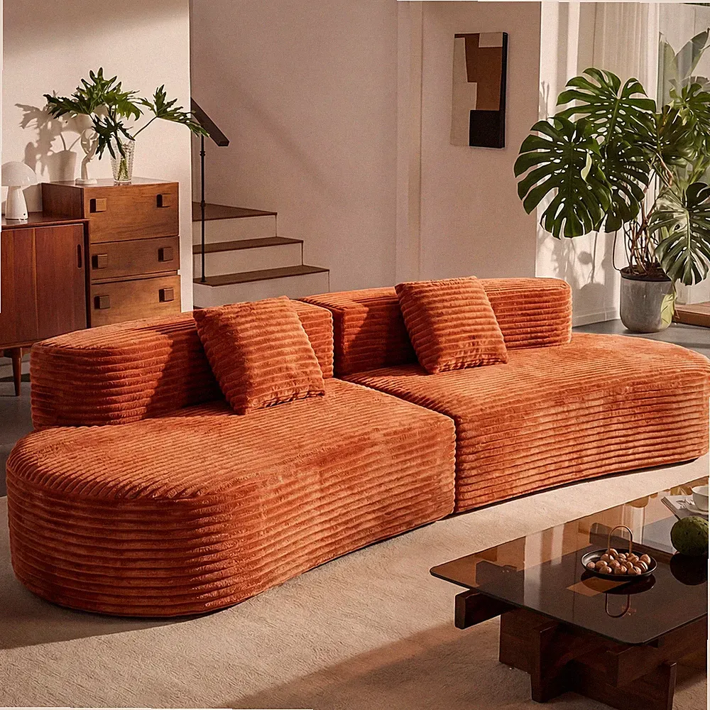 108.6-inch curved combination sofa w/a modern cloud pattern design,made without