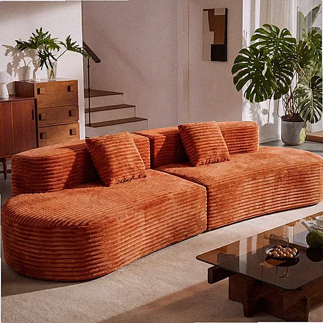 108.6-inch curved combination sofa with a modern cloud pattern design, made wit