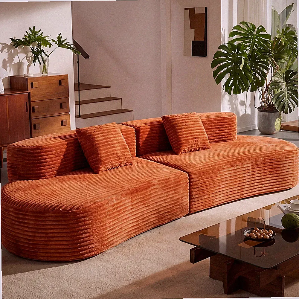 108.6-inch curved combination sofa with a modern cloud pattern design, made with