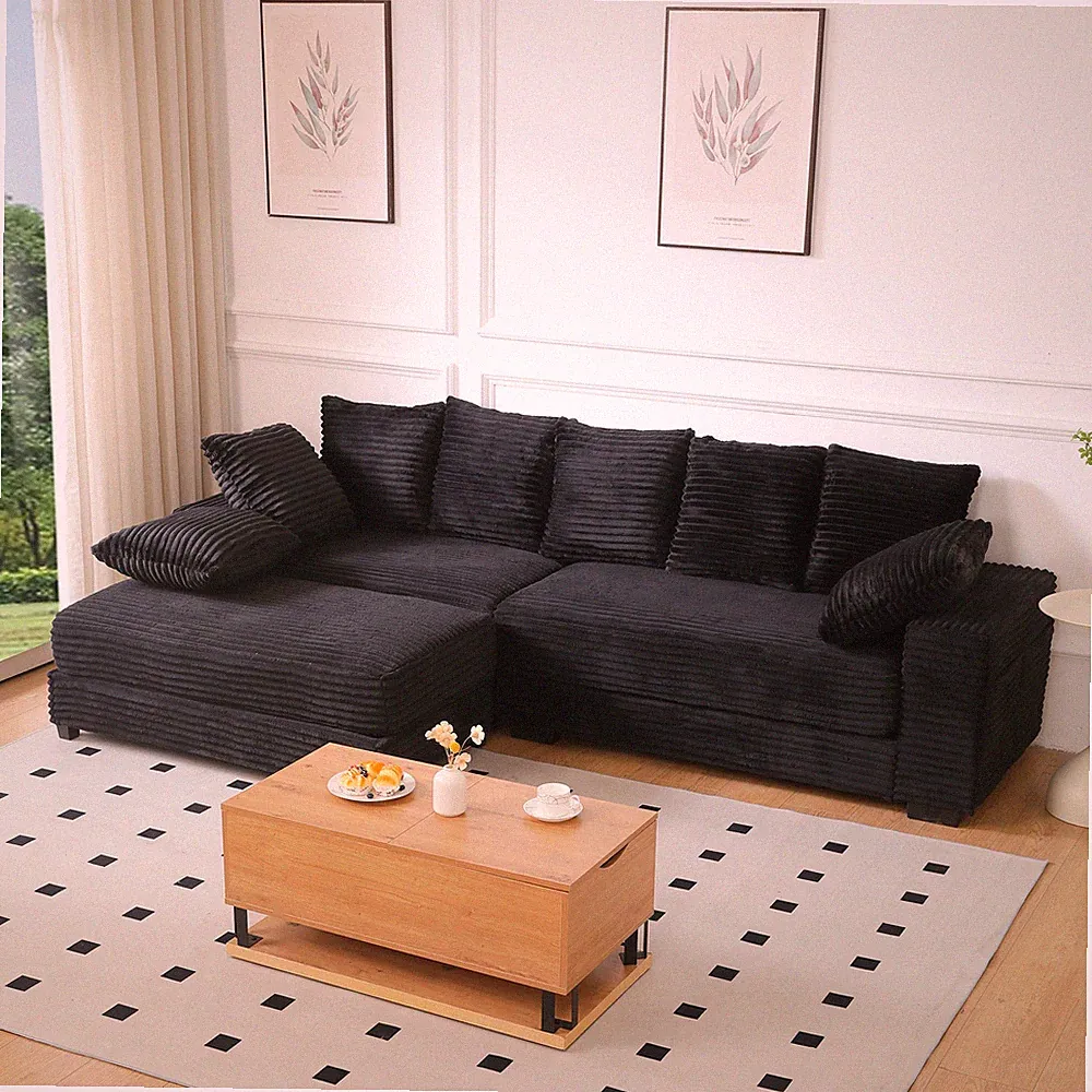 108.6" Sectional Sofa,Thickened Corduroy Sectional Couches For Living Room,comfo