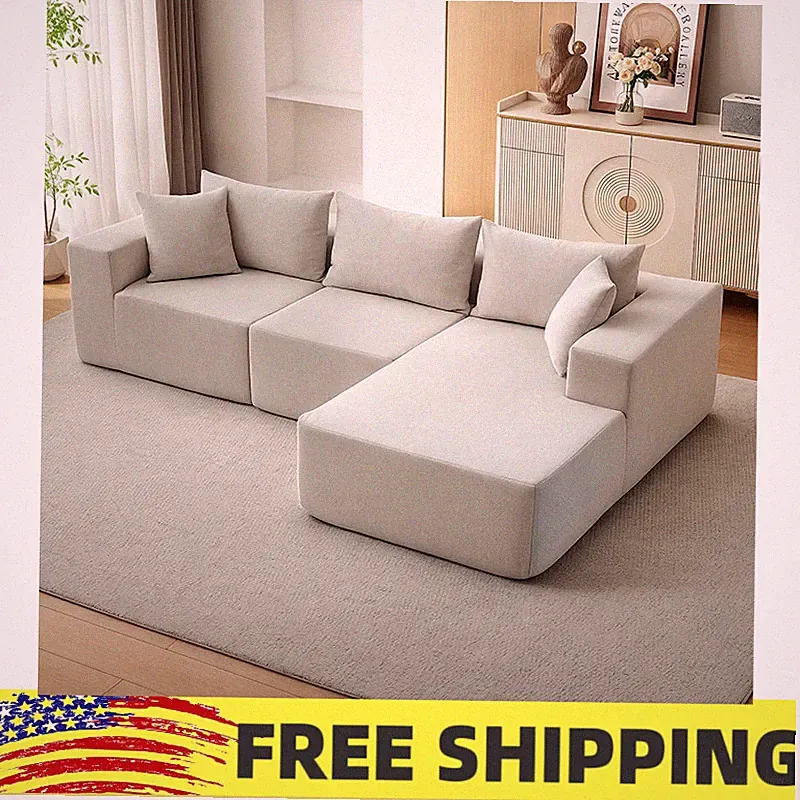 108"Boneless Couches Modular Sectional Sofa Sleep w/Oversized Chaise No Assembly
