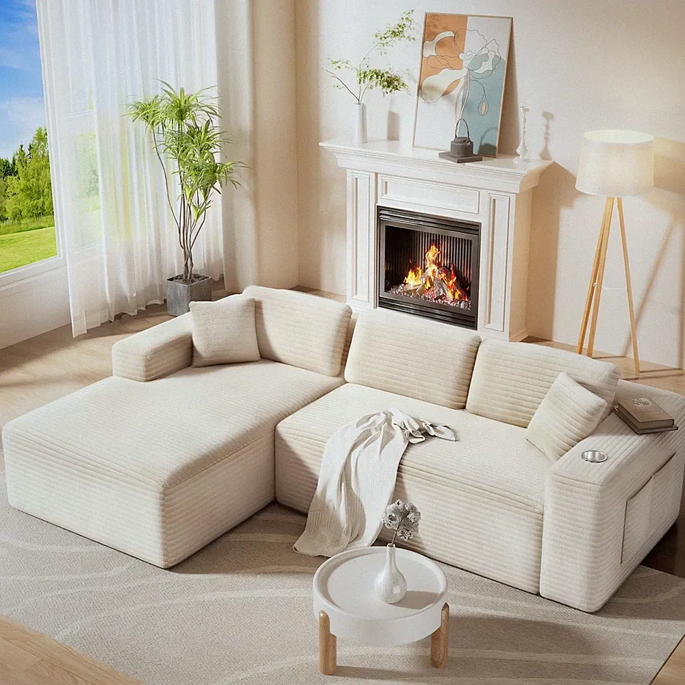 108” Cloud Sectional Couch in , Compressed Modular Sectional Sofa with Deep S...