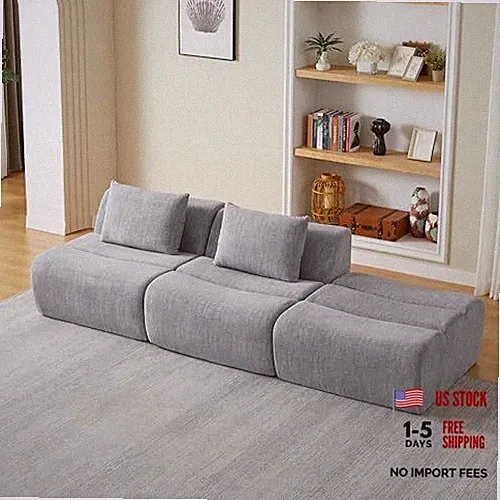 108" Cloud Sectional Couch, Oversized Modular 3 Seater Sofa, Modern Grey