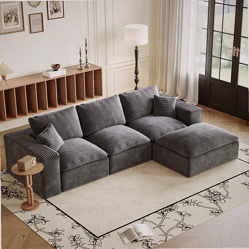 108" Cloud Sectional Couch with L-Shape Chaise, Left-right interchangeable,Mod