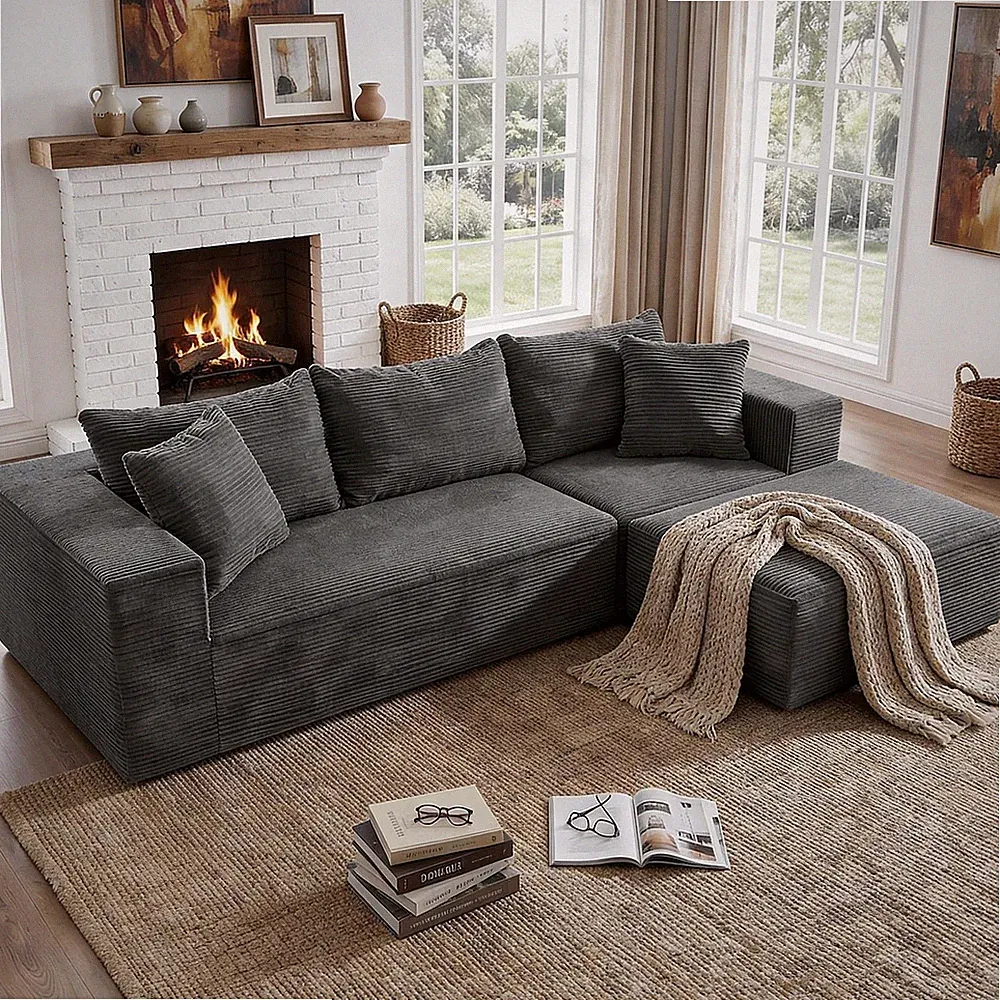 108" Cloud Sectional Couch with L-Shape Chaise, Modular Sofa Memory Foam, Bon...
