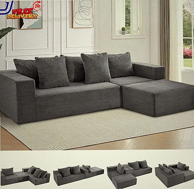 108" Cloud Sectional Couch with L-Shape Chaise Modular Sofa Memory Foam Bonele