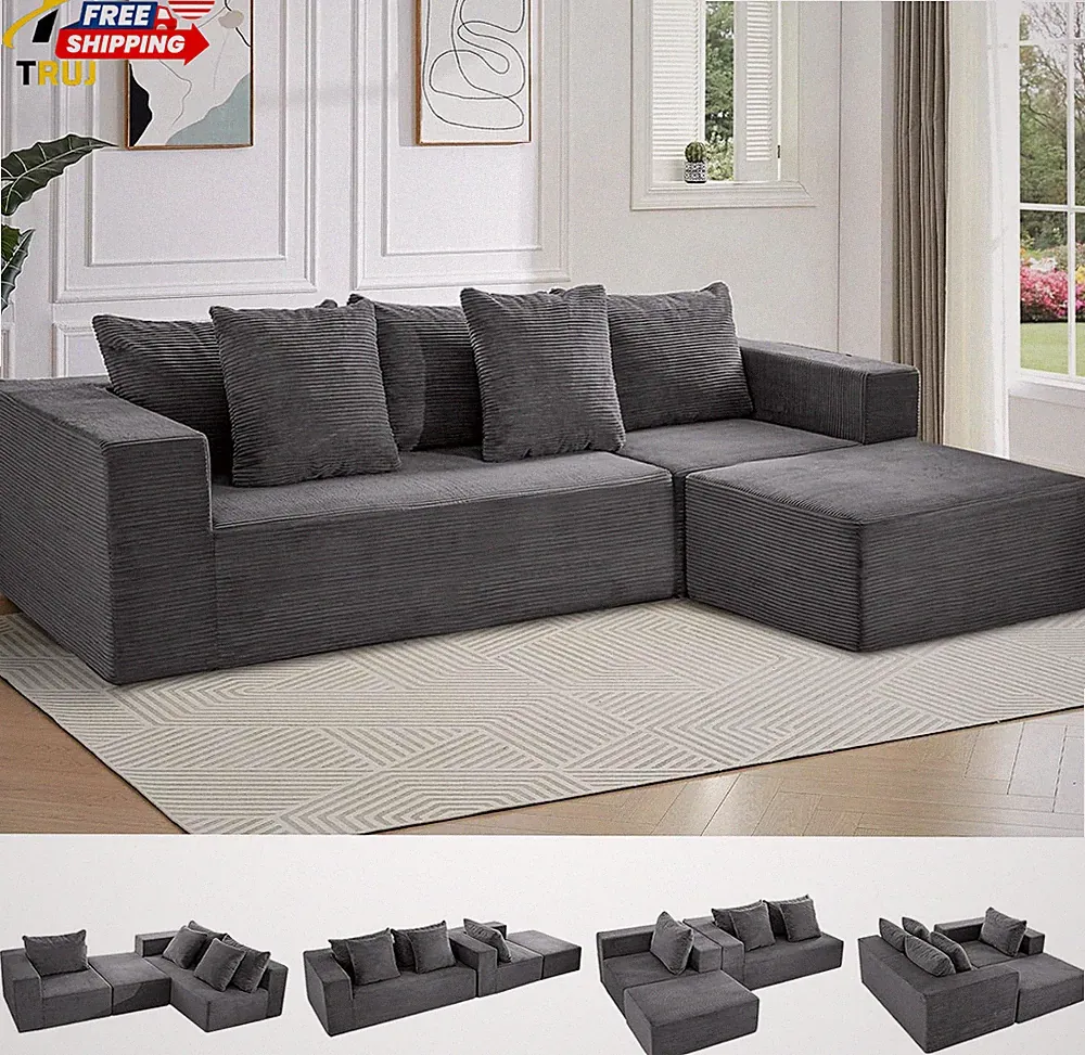 108" Cloud Sectional Couch with L-Shape Chaise Modular Sofa Memory Foam Boneless