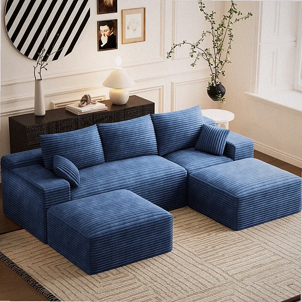 108" Convertible Oversized U-Shaped Sectional Sofa Couch with 2 Movable Ottomans