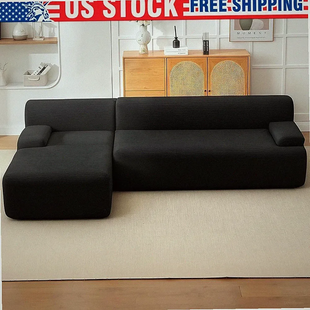 108" L-Shaped Boneless Sofa, Boneless Modular Cloud Couch Sectional Left Chaise
