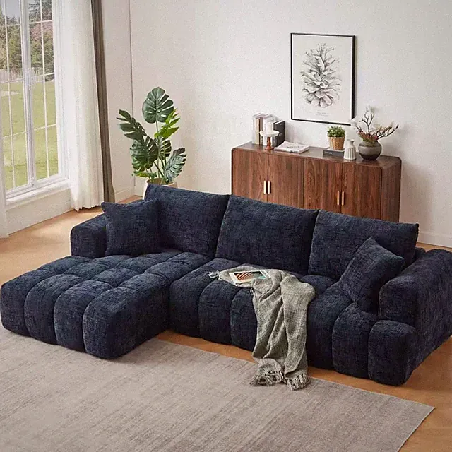 108" L-Shaped Chenille Modular Cloud Couch Boneless Sofa with Oversized Chaise