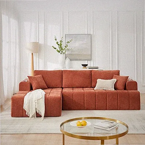 108" L-Shaped Chenille Sectional Sofa,Cloud Boneless Sofa Couch with Left Chaise