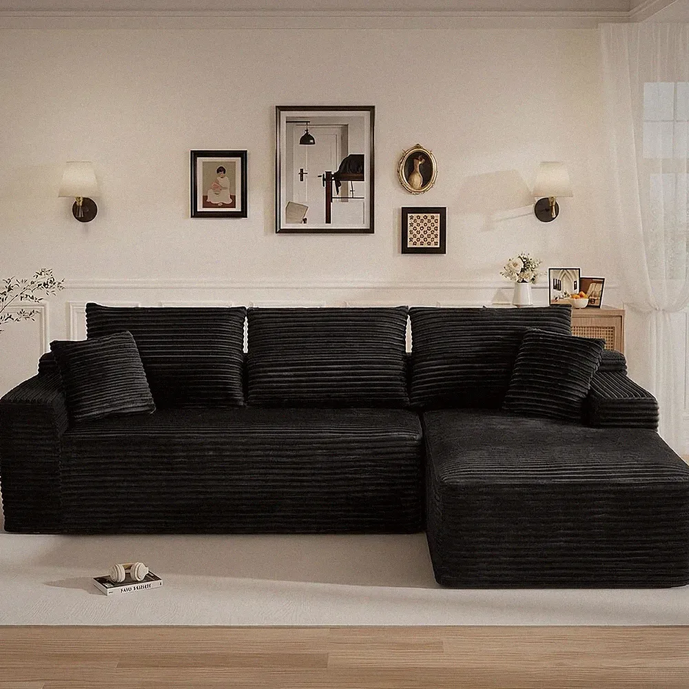 108" L Shaped Cloud Boneless Sectional Couches for Living Room, Modern Comfy Mod