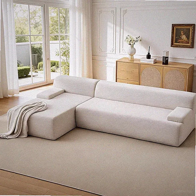 108" L-Shaped Cloud Couch Modular Sectional Sofa Ultra Soft Corduroy No Assembly