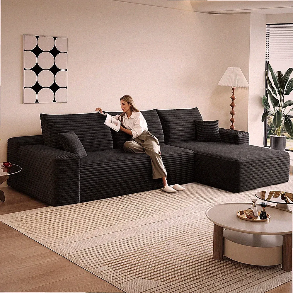 108'' L-Shaped Cloud Modular Sectional Sofa Right Facing Chaise Lounge Boneless