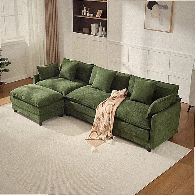 108" L Shaped Modern Sofa Modular Sectional Cloud Couch w/Ottoman,4-Seat Chenil