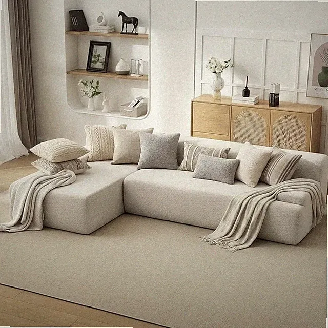 108" L-Shaped Modular Boneless Couch Left Facing Chaise Sectional Cloud Sofa