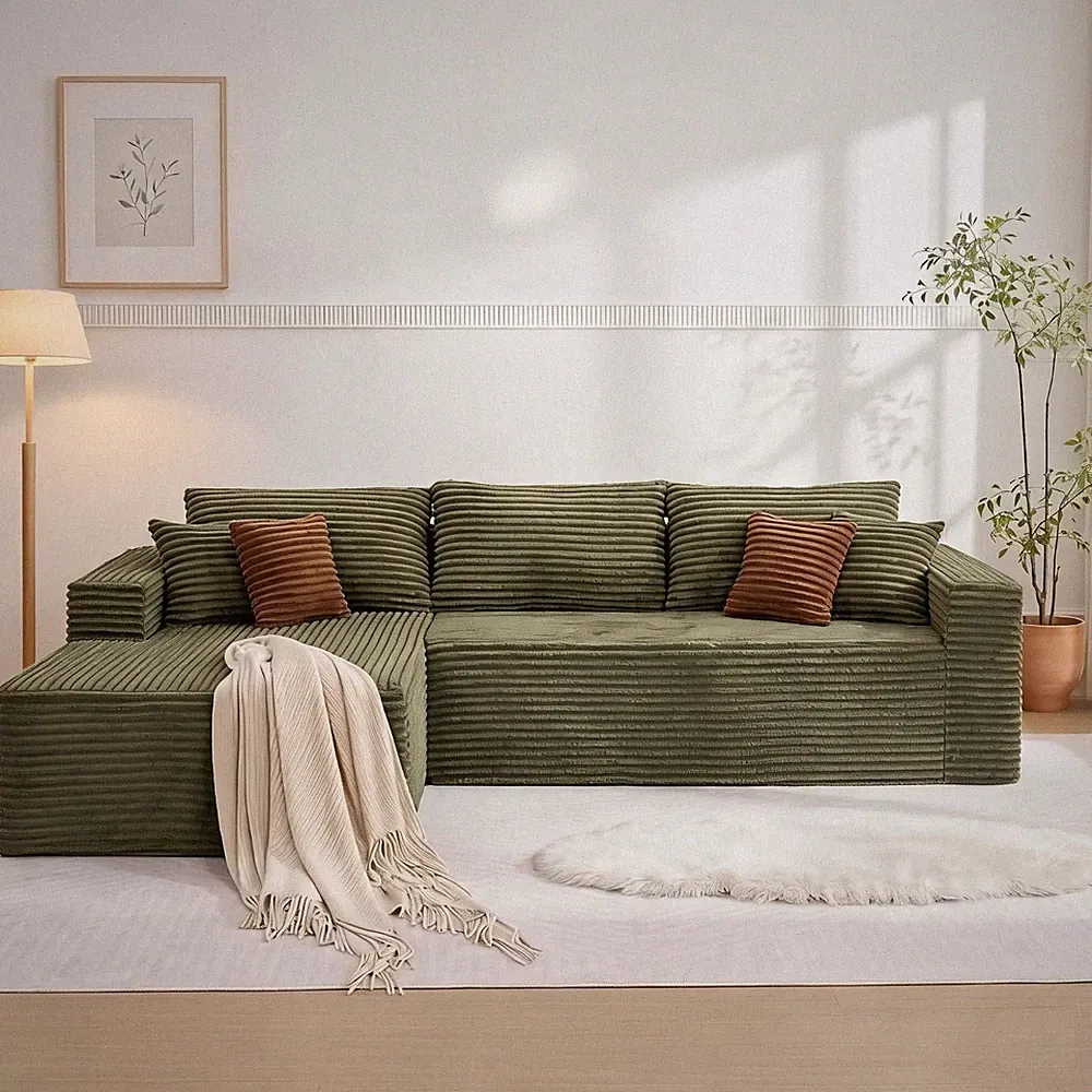 108" L Shaped Sectional Sofa Boneless Cloud Couch w/Oversized Chaise No Assembly
