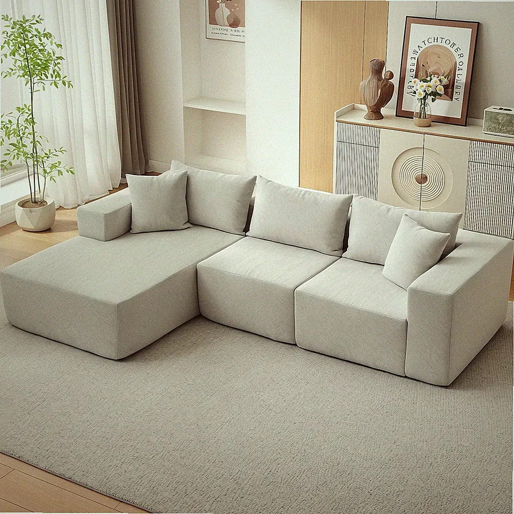 108" Modern L-Shaped Sectional Sofa Couch, Modular Cloud Sofa with Chaise Left