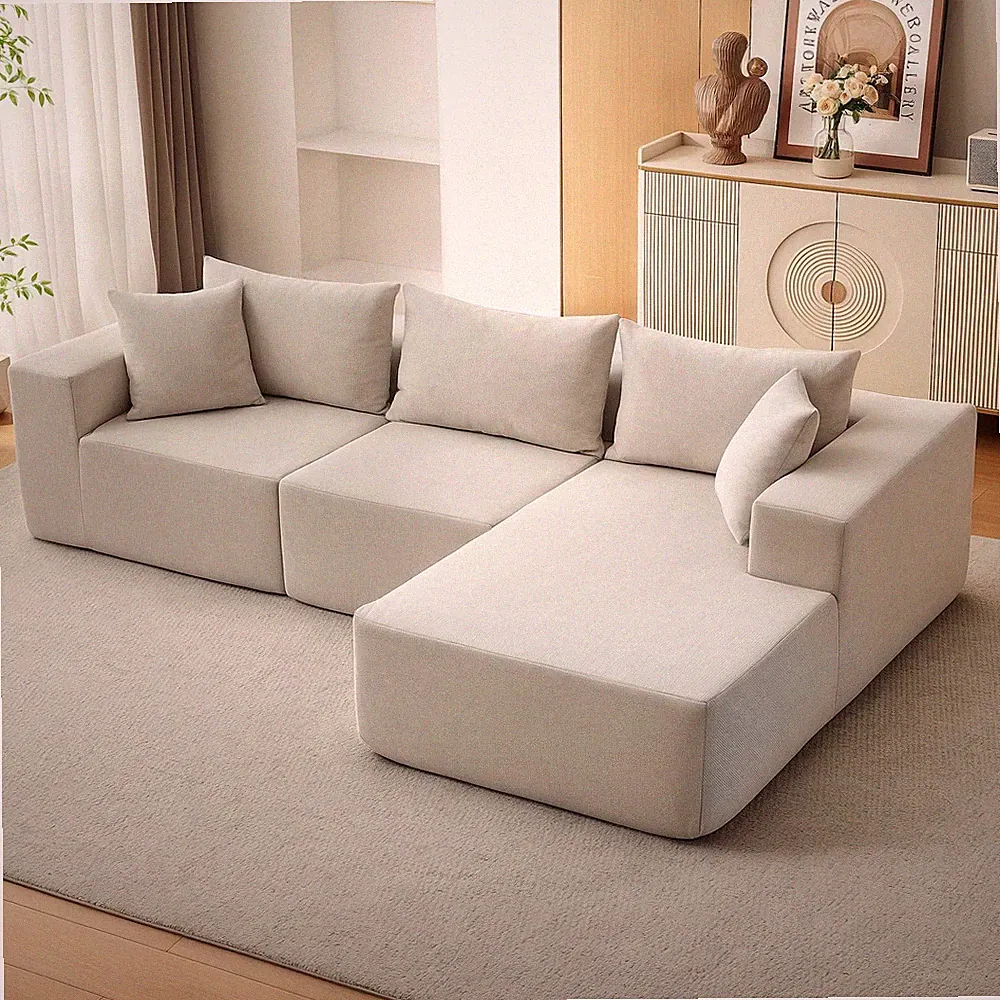108" Modern L-Shaped Sectional Sofa Couch, Modular Cloud Sofa with Chaise Right