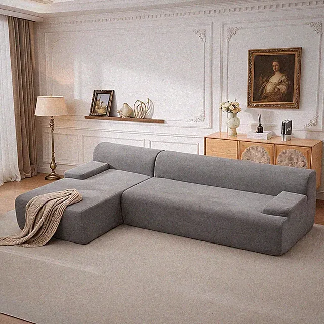 108" Modular Cloud Couch Sectional Sofa L-Shape Corduroy Left Facing Chaise Soft