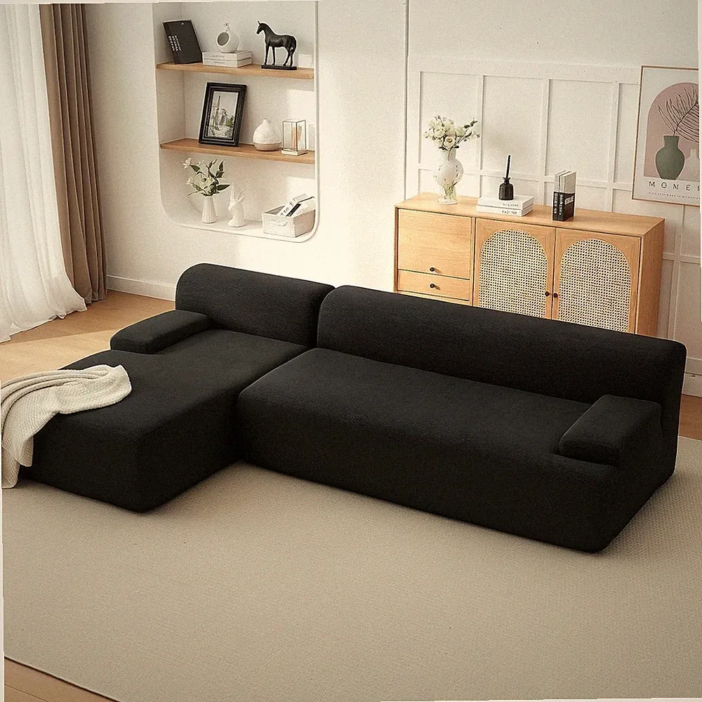106" Boneless Modular Cloud Couch Sectional Left Chaise, L-Shaped Boneless Sofa
