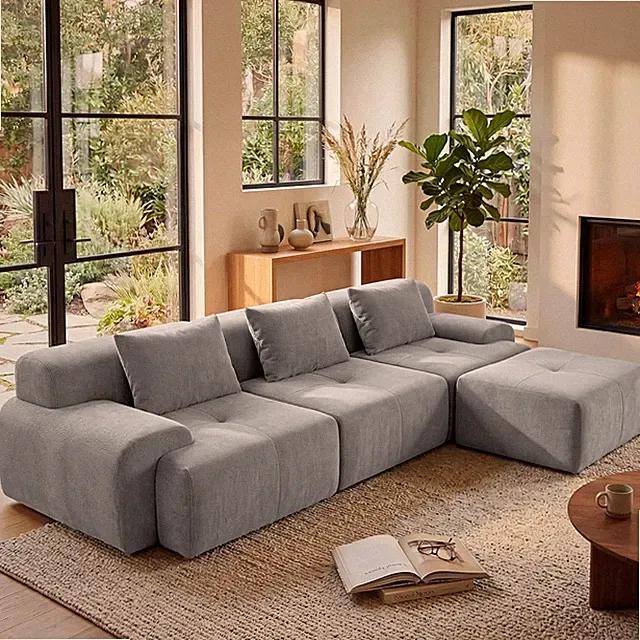 108'' Modular Sectional Boneless Couch, Tufted Cloud Sectional Couches for Livin