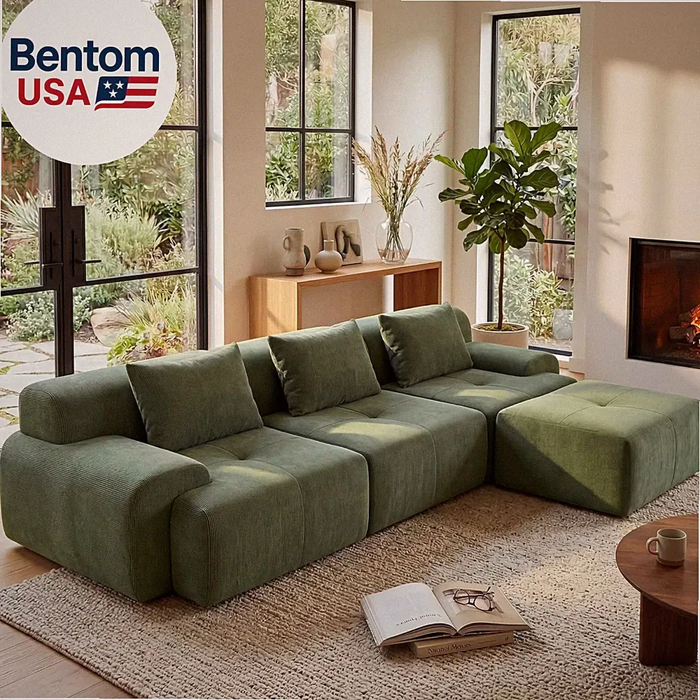 108'' Modular Sectional Boneless Sofa, Tufted Sectional Couches for Living Room