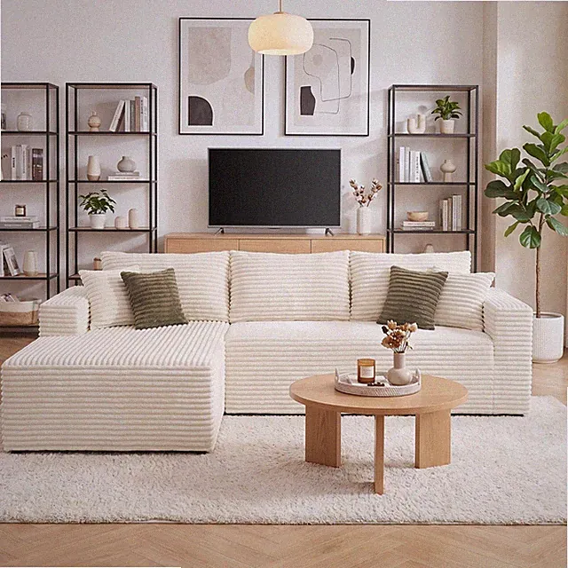 108" Modular Sectional Cloud Couch with Oversized Boneless Chaise Couch L-Shape