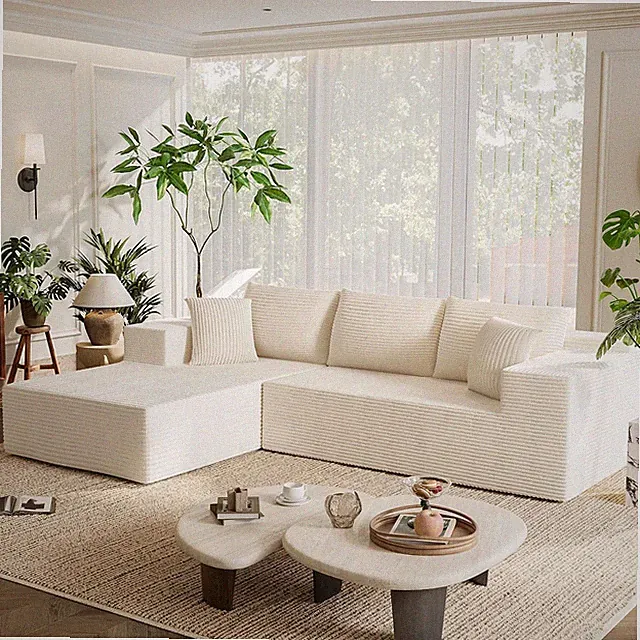108" Modular Sectional Sofa, Boneless Couch with L-Shape Chaise, Cloud Couch wit