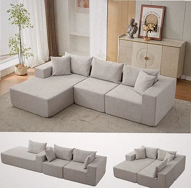 108" Modular Sectional Sofa,Cloud Couch Sectional with Left Chaise | Compressed