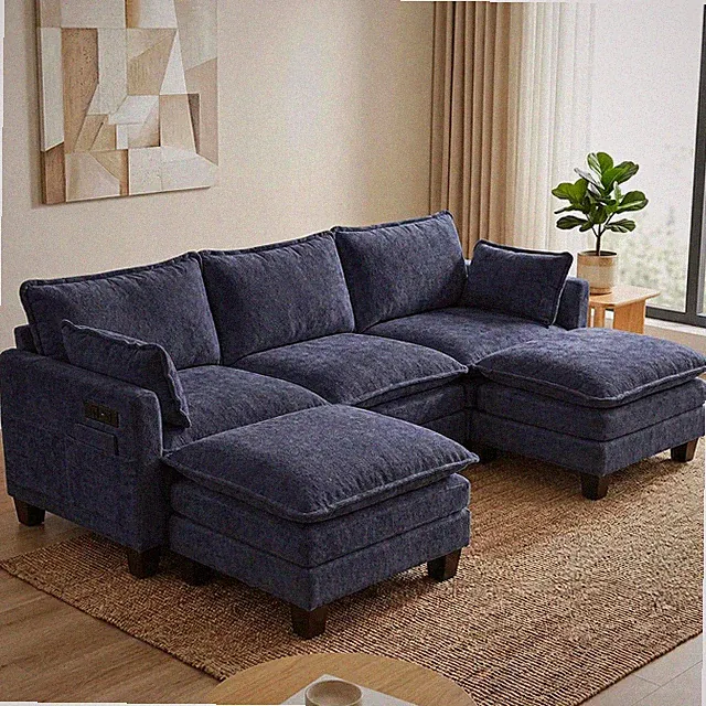 108" Modular Sectional Sofa Cloud Couch - U Shape Sofa with Charging Station Sid